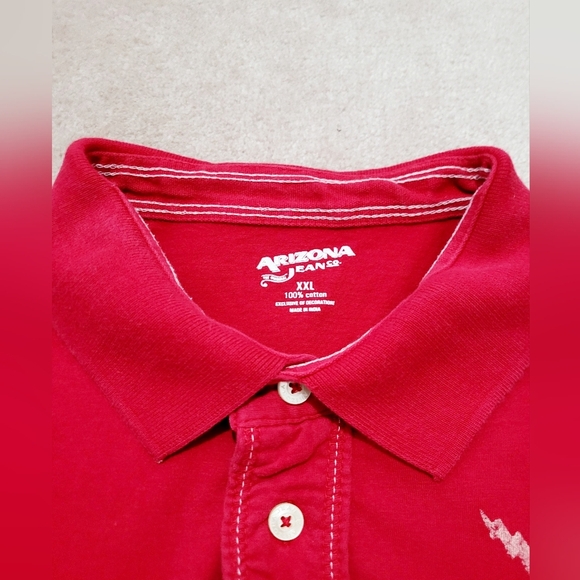 ARIZONA  Men's Y2K polo 100% Cotton Red Color Size XXL Large Logo On Back - Picture 5 of 10